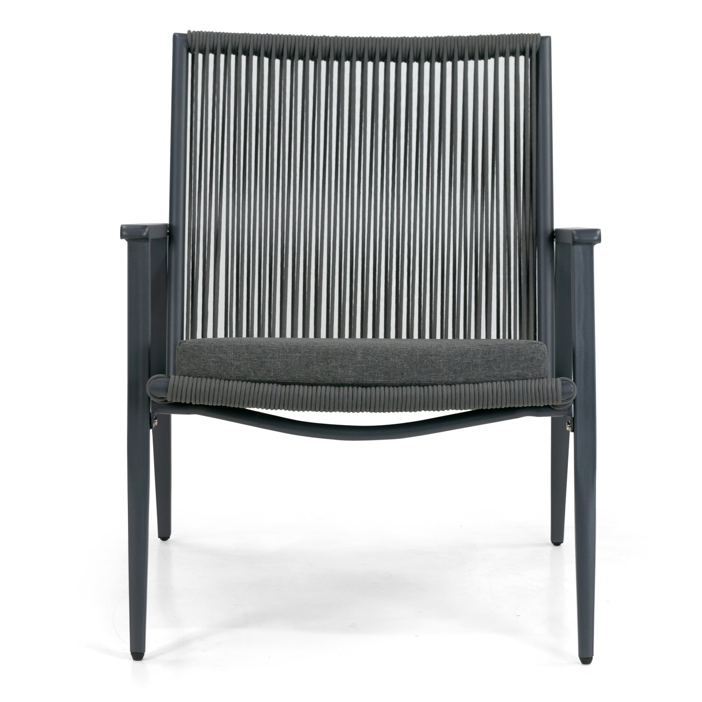 Set of 2 Biton Grey Outdoor Lounge Chair with Seat Cushion