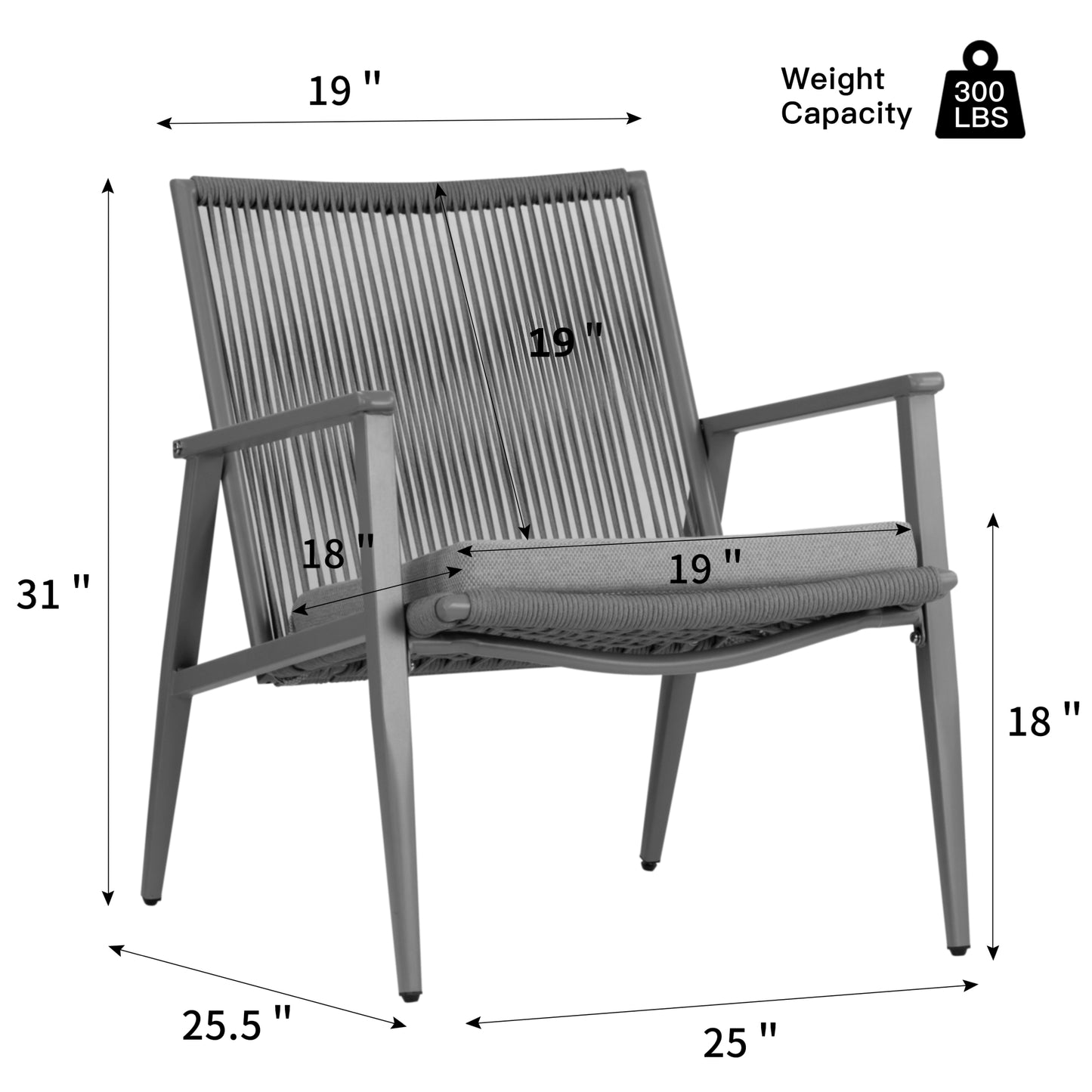 Set of 2 Biton Brown Outdoor Lounge Chair with Seat Cushion