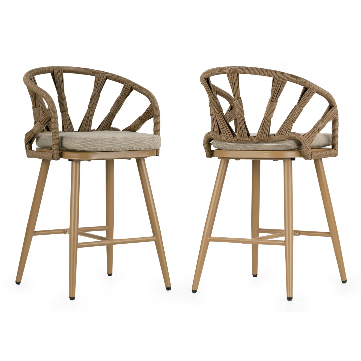 Set of 2 Birre Outdoor Counter Height Stool with Hand-Woven Back