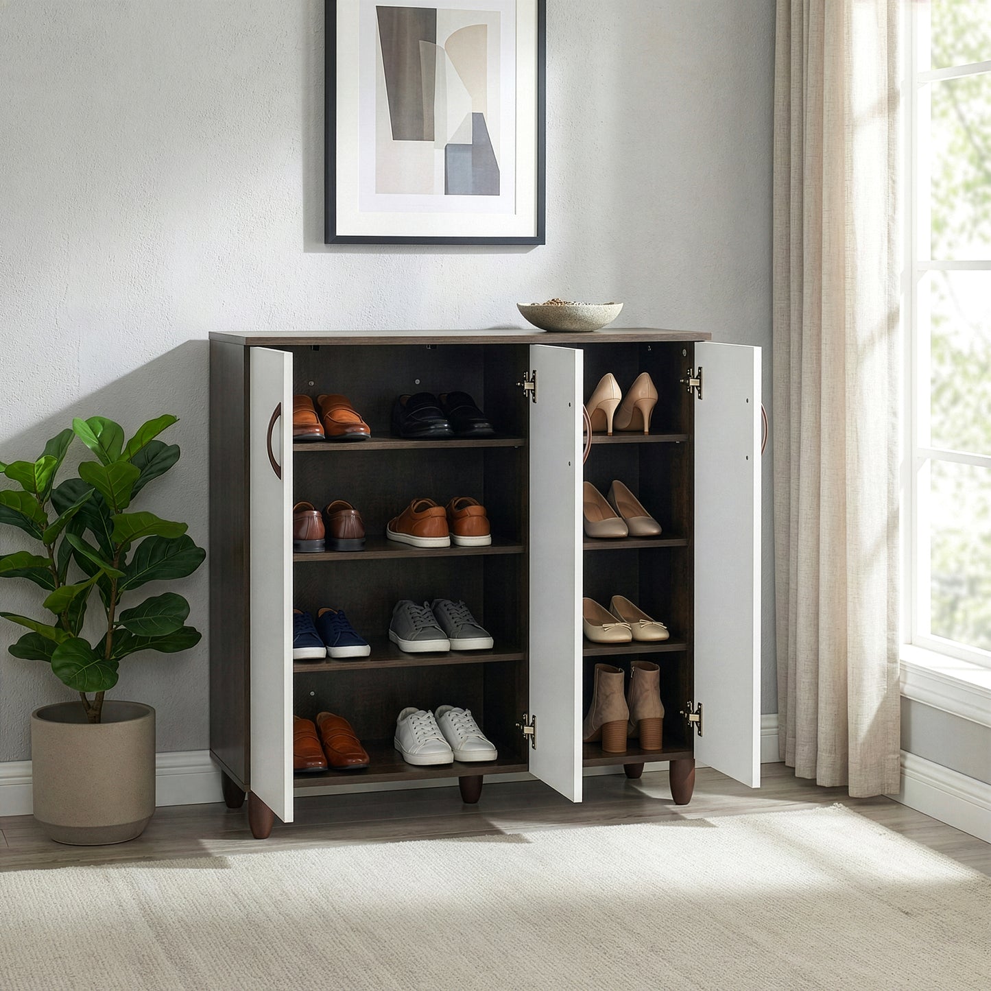 Anthea Three-door Shoe Cabinet with Four Shelves