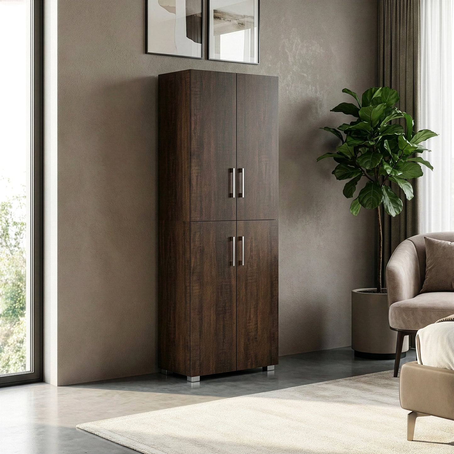 Anthea Dark Brown Four-door Shoe Cabinet