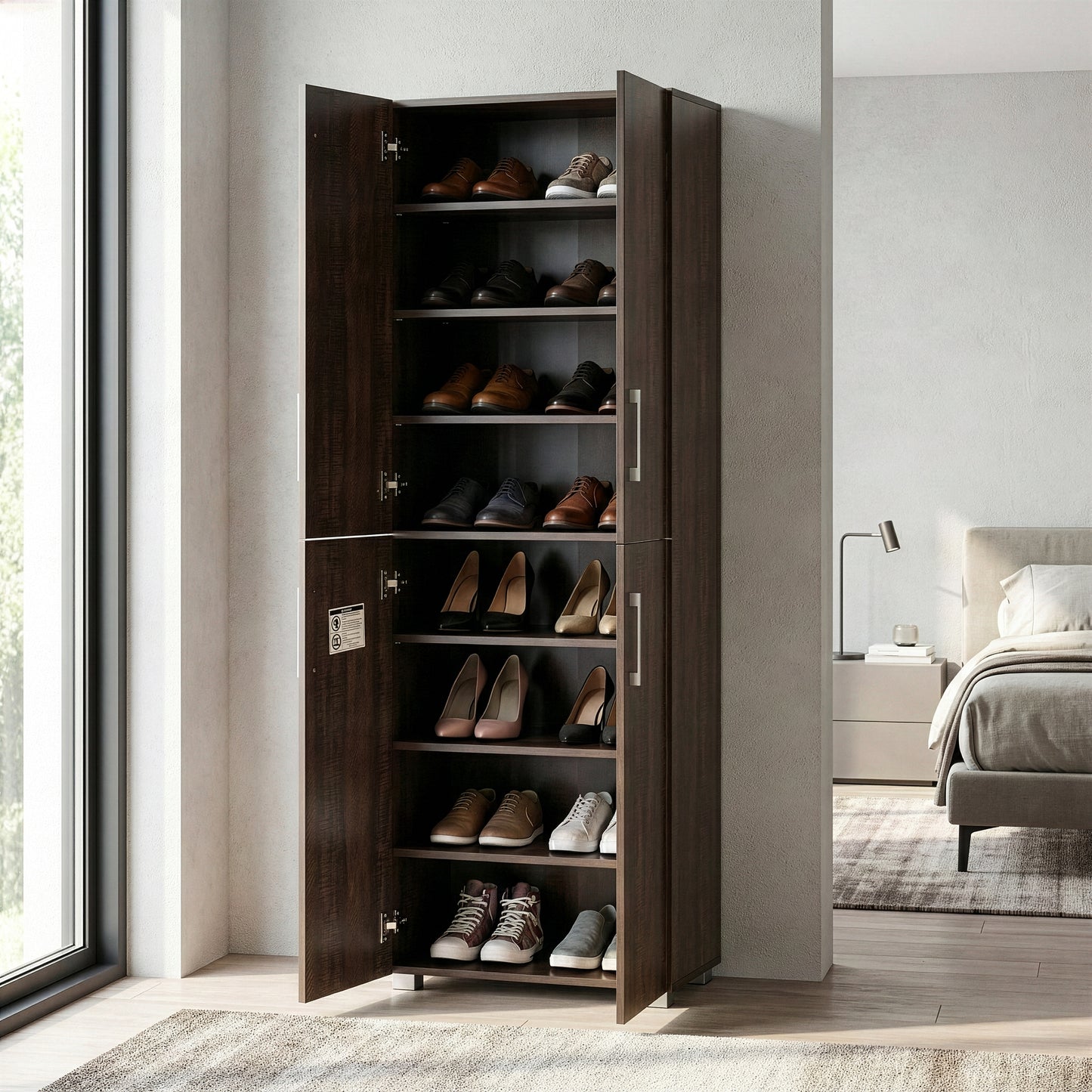 Anthea Dark Brown Four-door Shoe Cabinet