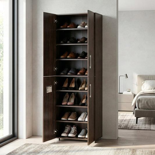 Anthea Dark Brown Four-door Shoe Cabinet