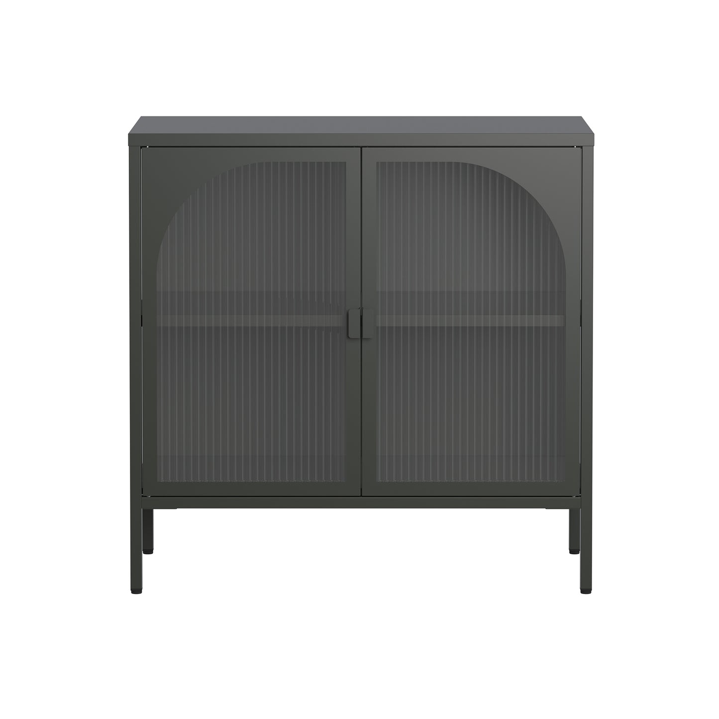 Benoît 31.56-inch Black Two Door Sideboard with Fluted Clear Doors