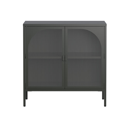 Benoît 31.56-inch Black Two Door Sideboard with Fluted Clear Doors