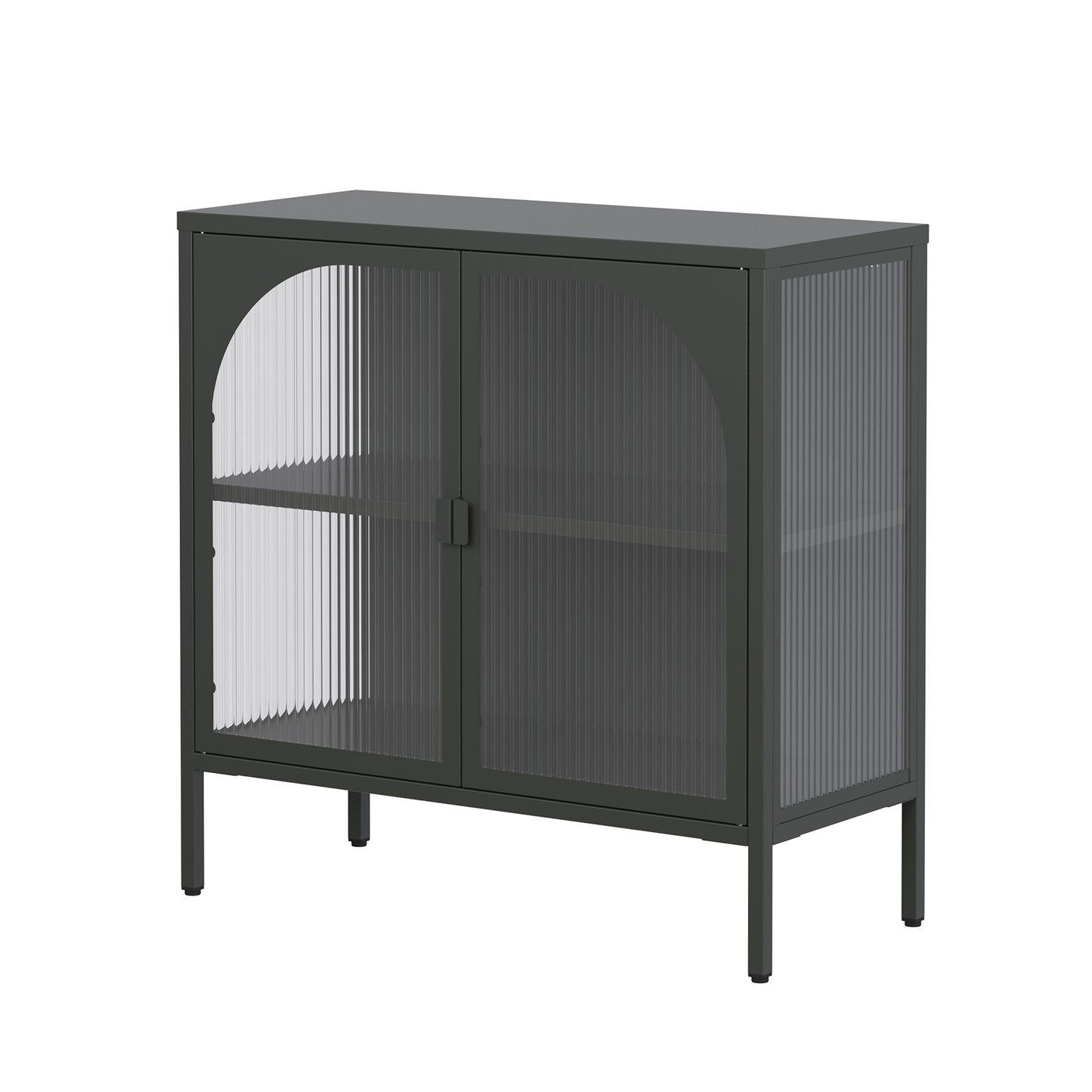 Benoît 31.56-inch Black Two Door Sideboard with Fluted Clear Doors