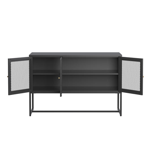 Bentley 31.56-inch Black Three Door Sideboard with Mesh Doors