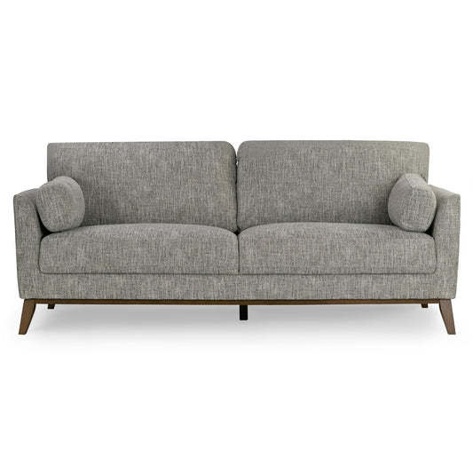 Birre Black and Ivory Blend Chenille Tweed Fabric Sofa with Wood Legs