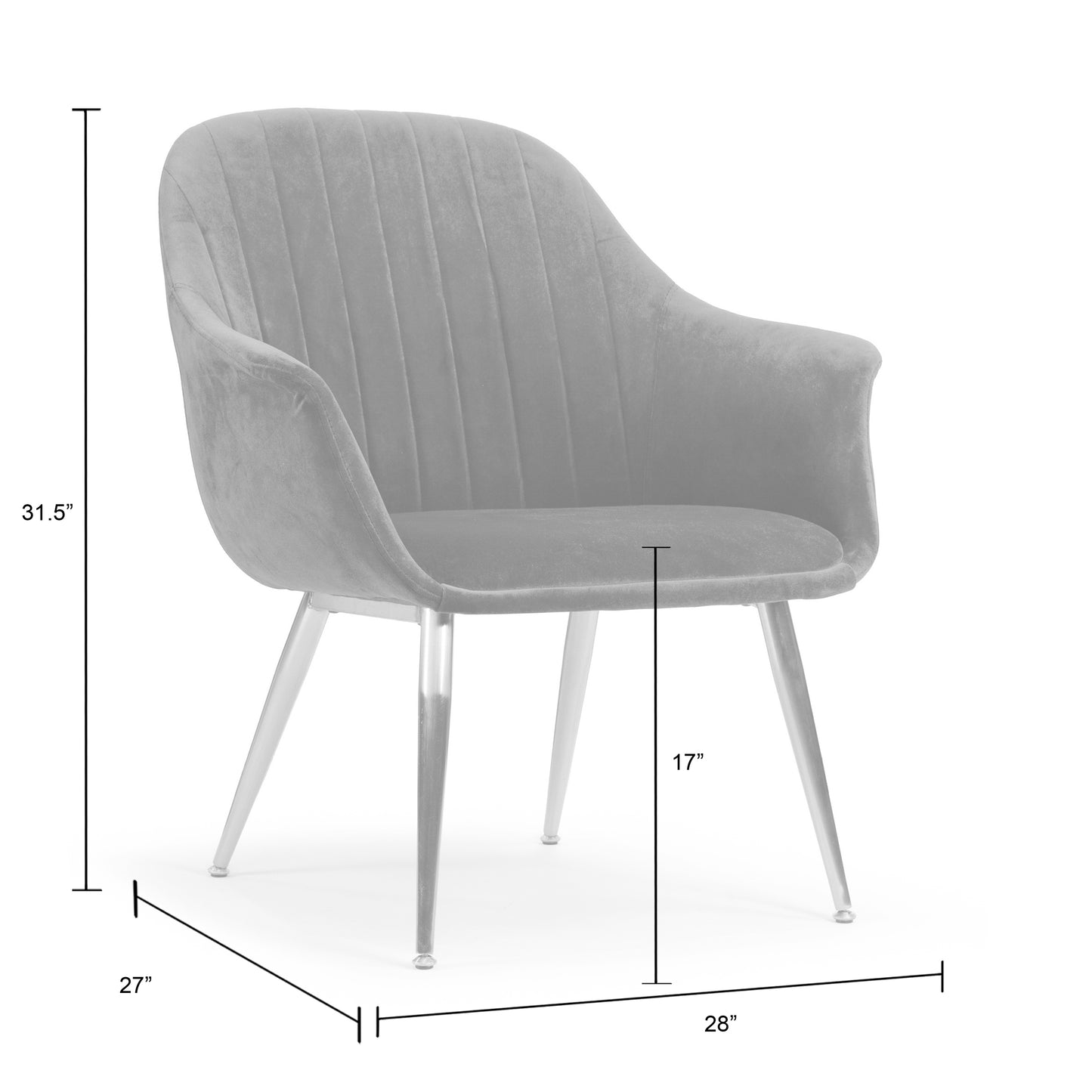 Angela Blue Velvet Accent Chair with Golden Metal Legs Stitching Accent