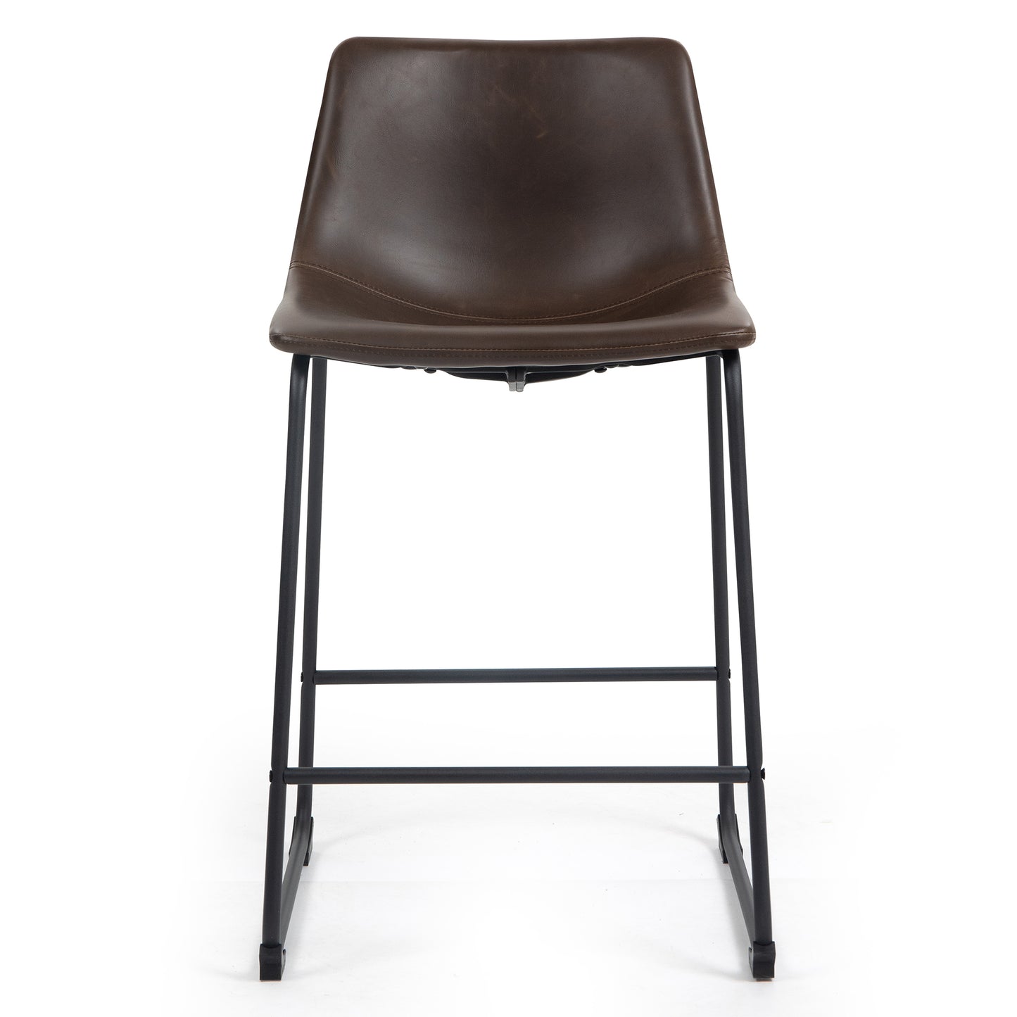 Adan Iron Frame Dark Brown PU Leather Counter Stool (Set of 2)