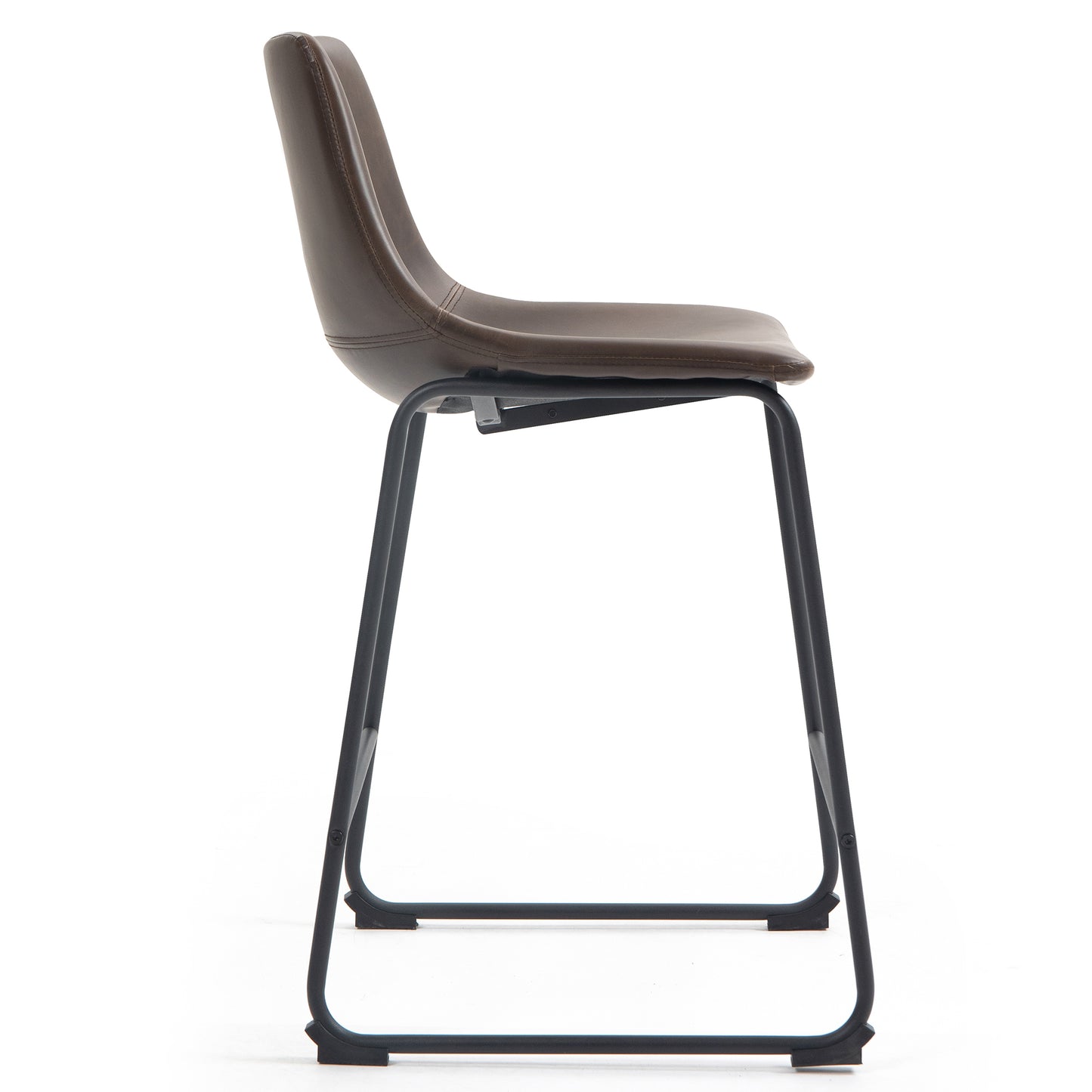 Adan Iron Frame Dark Brown PU Leather Counter Stool (Set of 2)