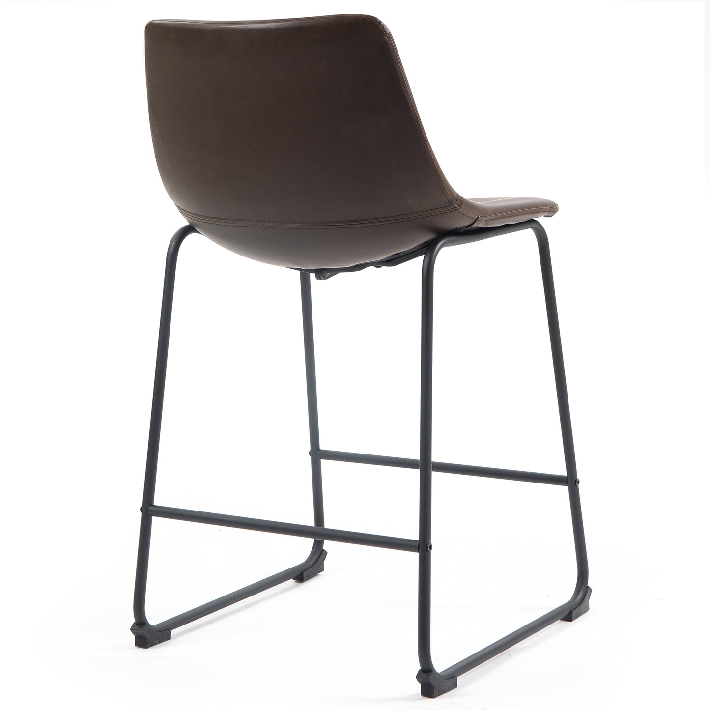 Adan Iron Frame Dark Brown PU Leather Counter Stool (Set of 2)