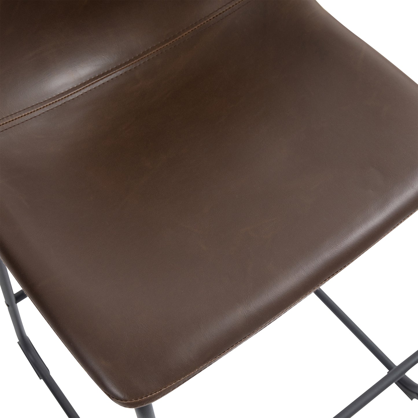Adan Iron Frame Dark Brown PU Leather Counter Stool (Set of 2)
