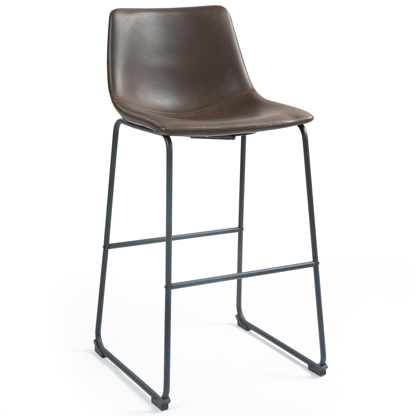 Adan Iron Frame Dark Brown PU Leather Bar Stool (Set of 2)