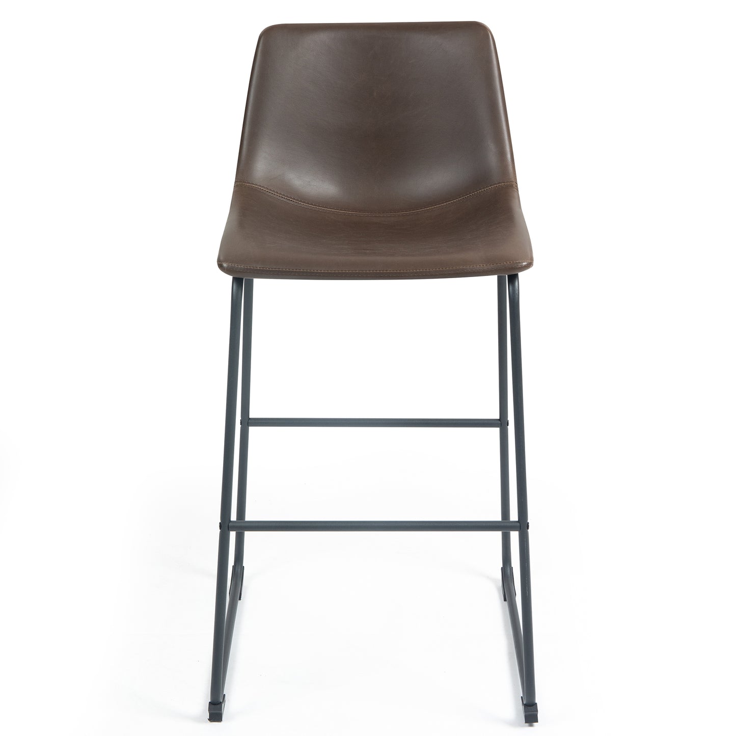 Adan Iron Frame Dark Brown PU Leather Bar Stool (Set of 2)