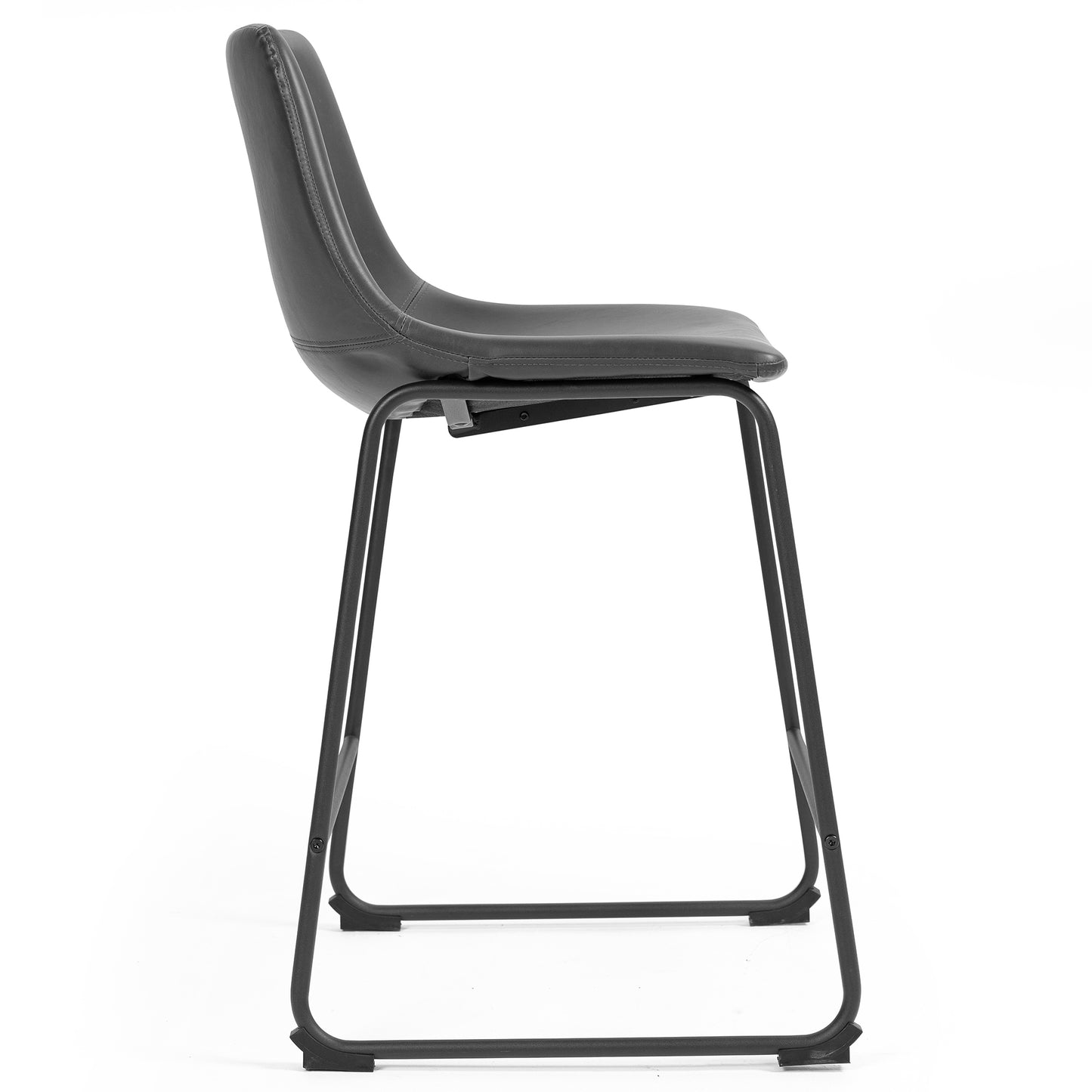 Set of 2 Adan Iron Frame Vintage Gray Faux Leather Counter Stool