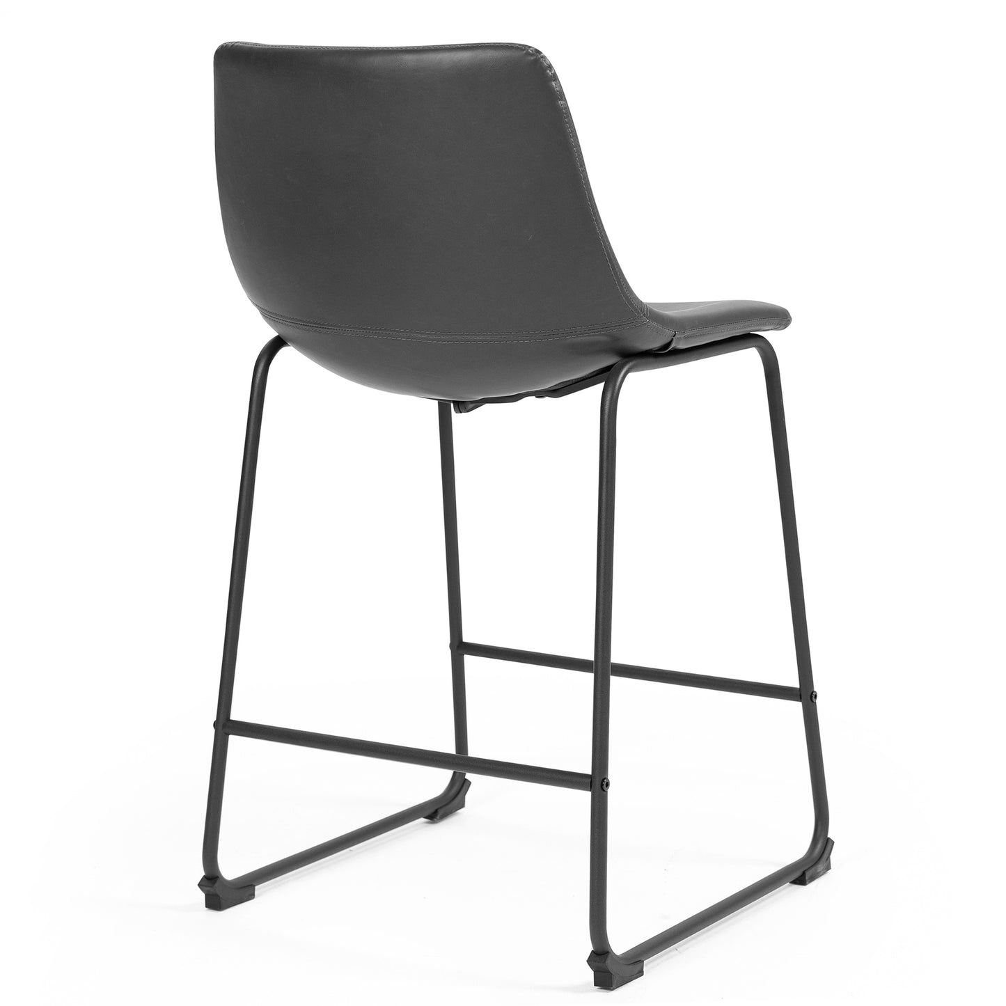 Set of 2 Adan Iron Frame Vintage Gray Faux Leather Counter Stool