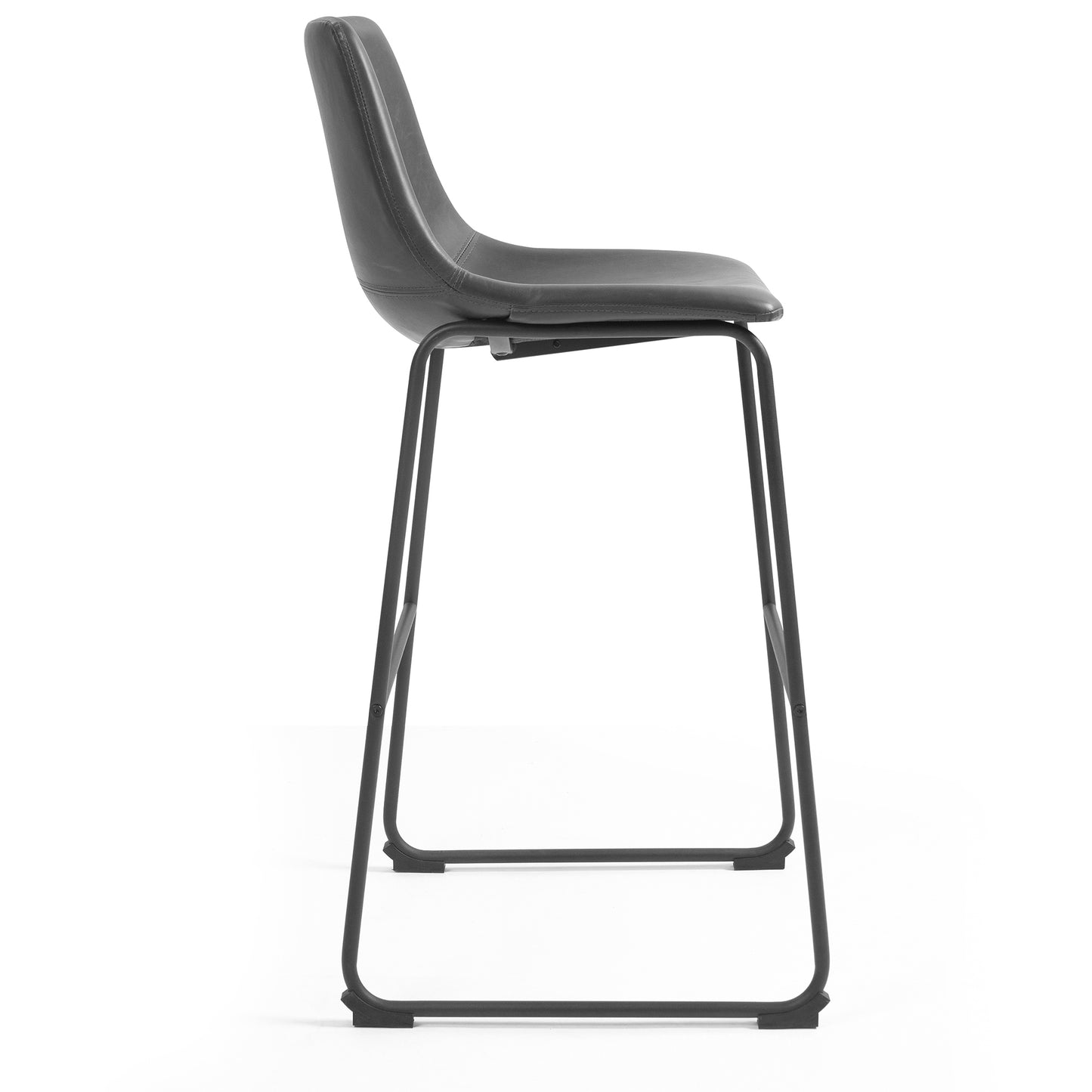 Set of 2 Adan Iron Frame Vintage Grey Faux Leather Bar Stool