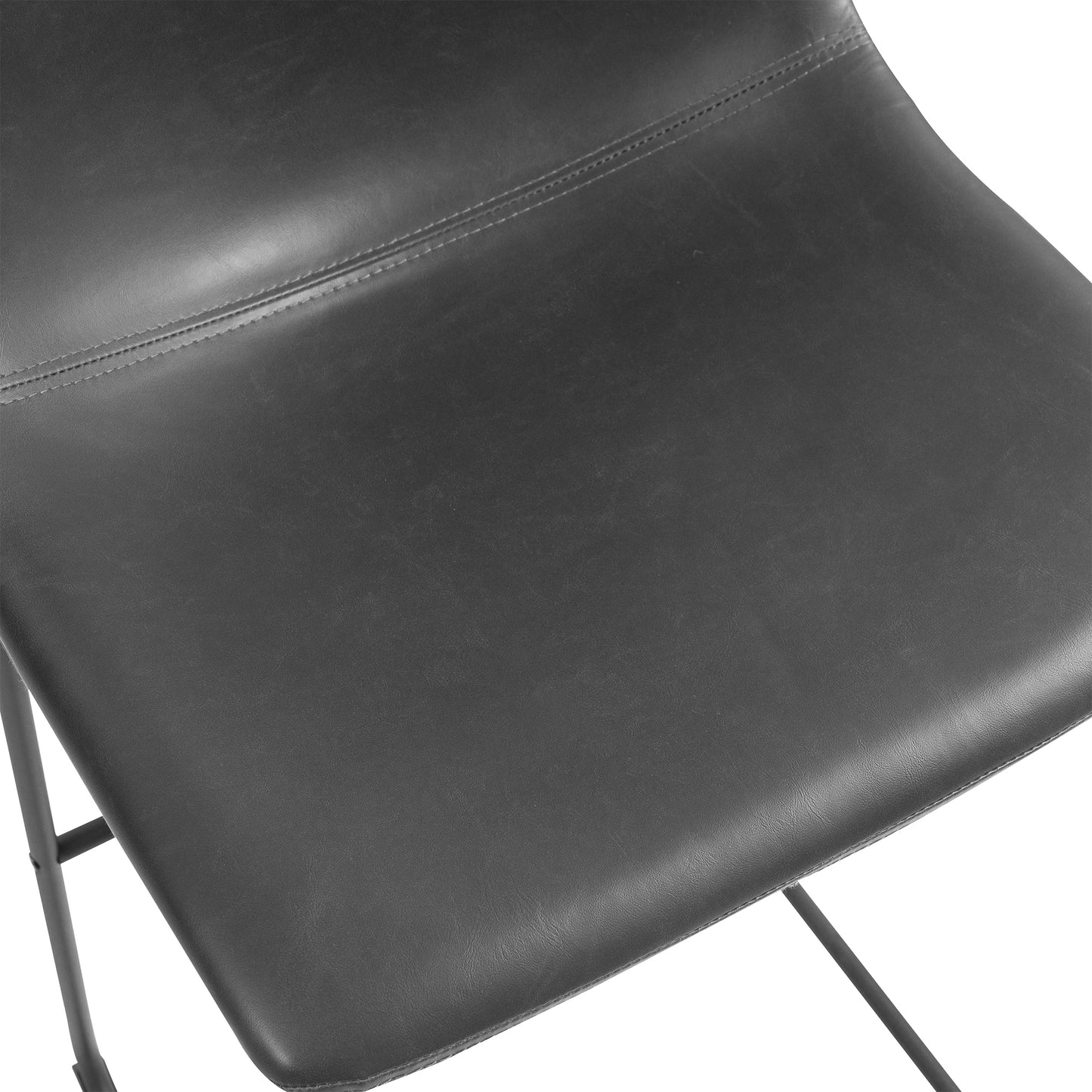 Set of 2 Adan Iron Frame Vintage Grey Faux Leather Bar Stool