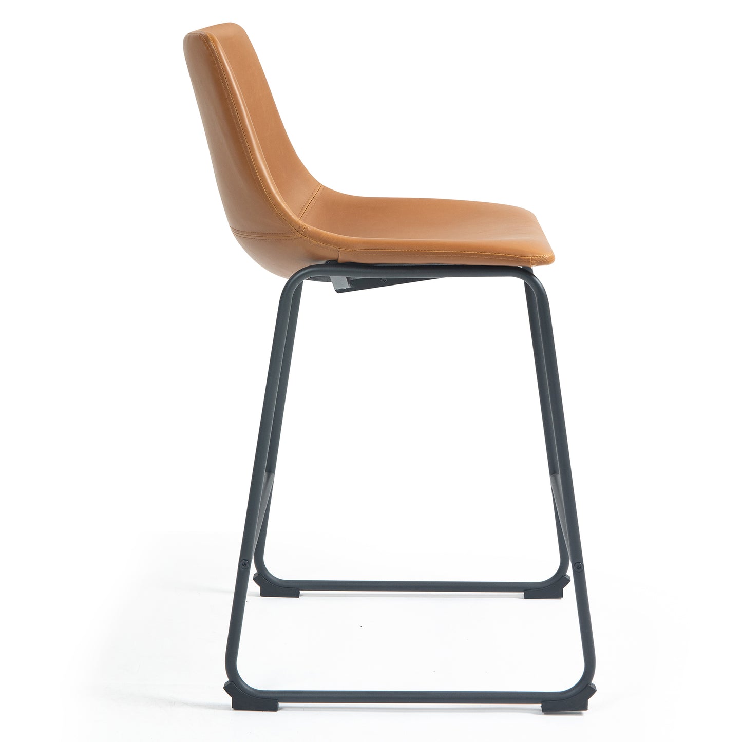 Set of 2 Adan Iron Frame Vintage Cappuccino Faux Leather Counter Stool