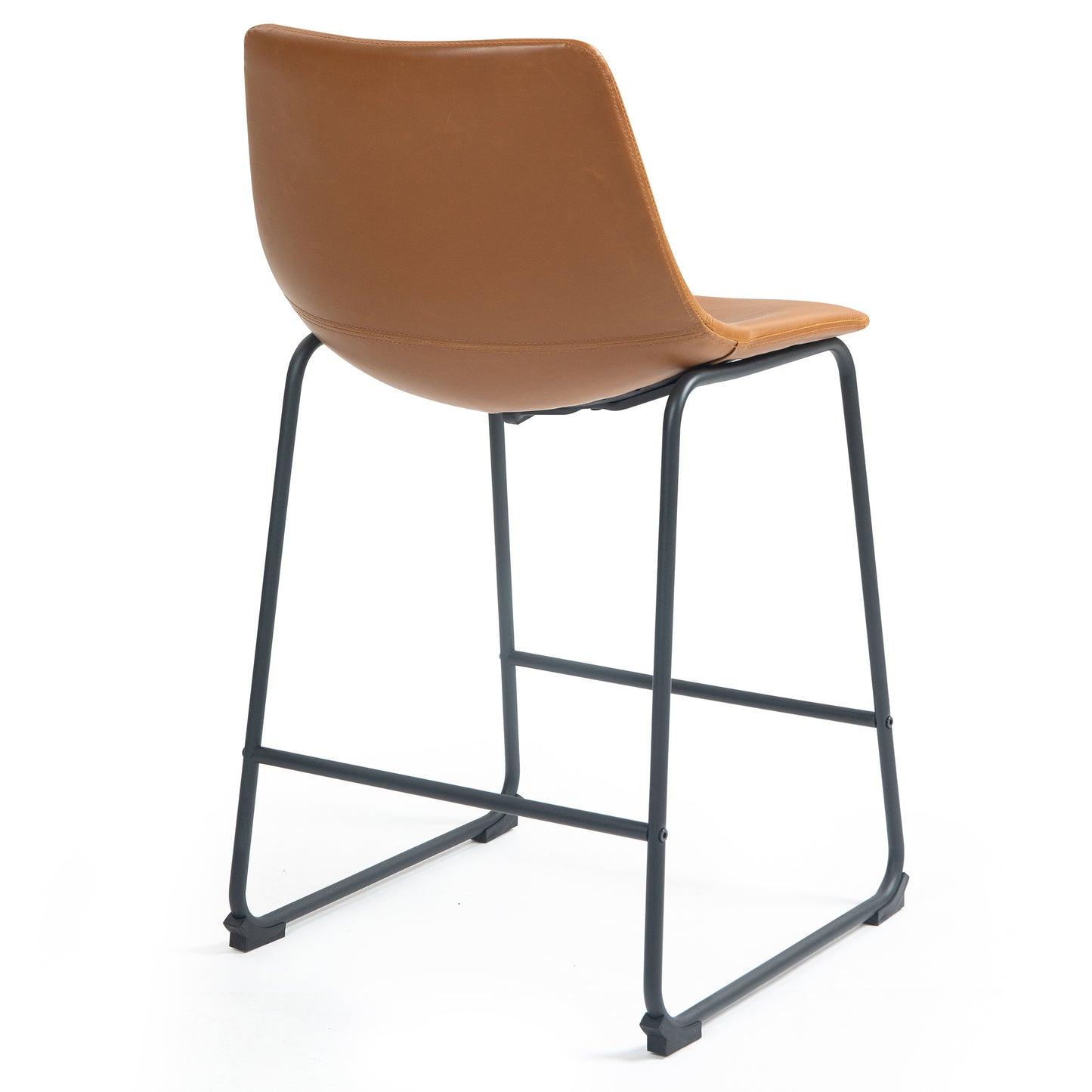 Set of 2 Adan Iron Frame Vintage Cappuccino Faux Leather Counter Stool