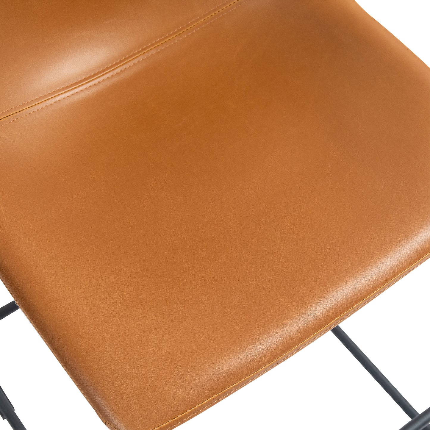 Set of 2 Adan Iron Frame Vintage Cappuccino Faux Leather Counter Stool