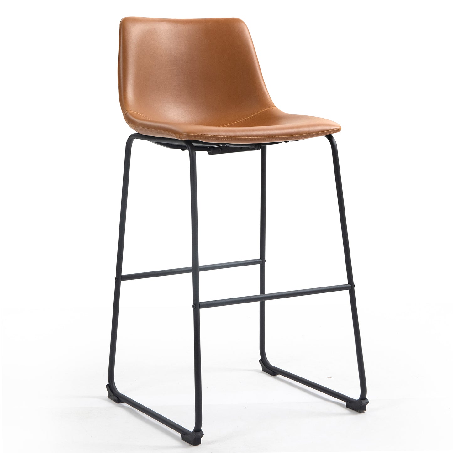 Set of 2 Adan Iron Frame Vintage Cappuccino Faux Leather Bar Stool