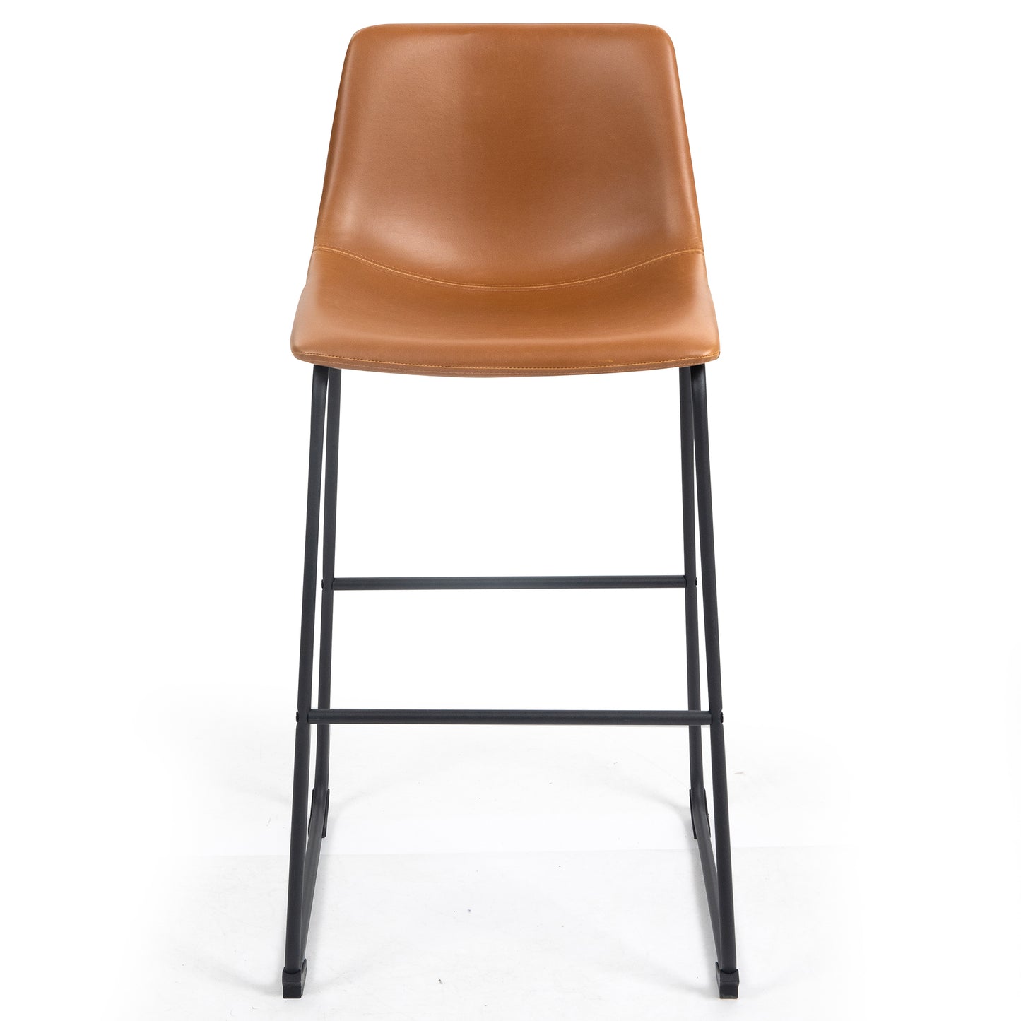 Set of 2 Adan Iron Frame Vintage Cappuccino Faux Leather Bar Stool