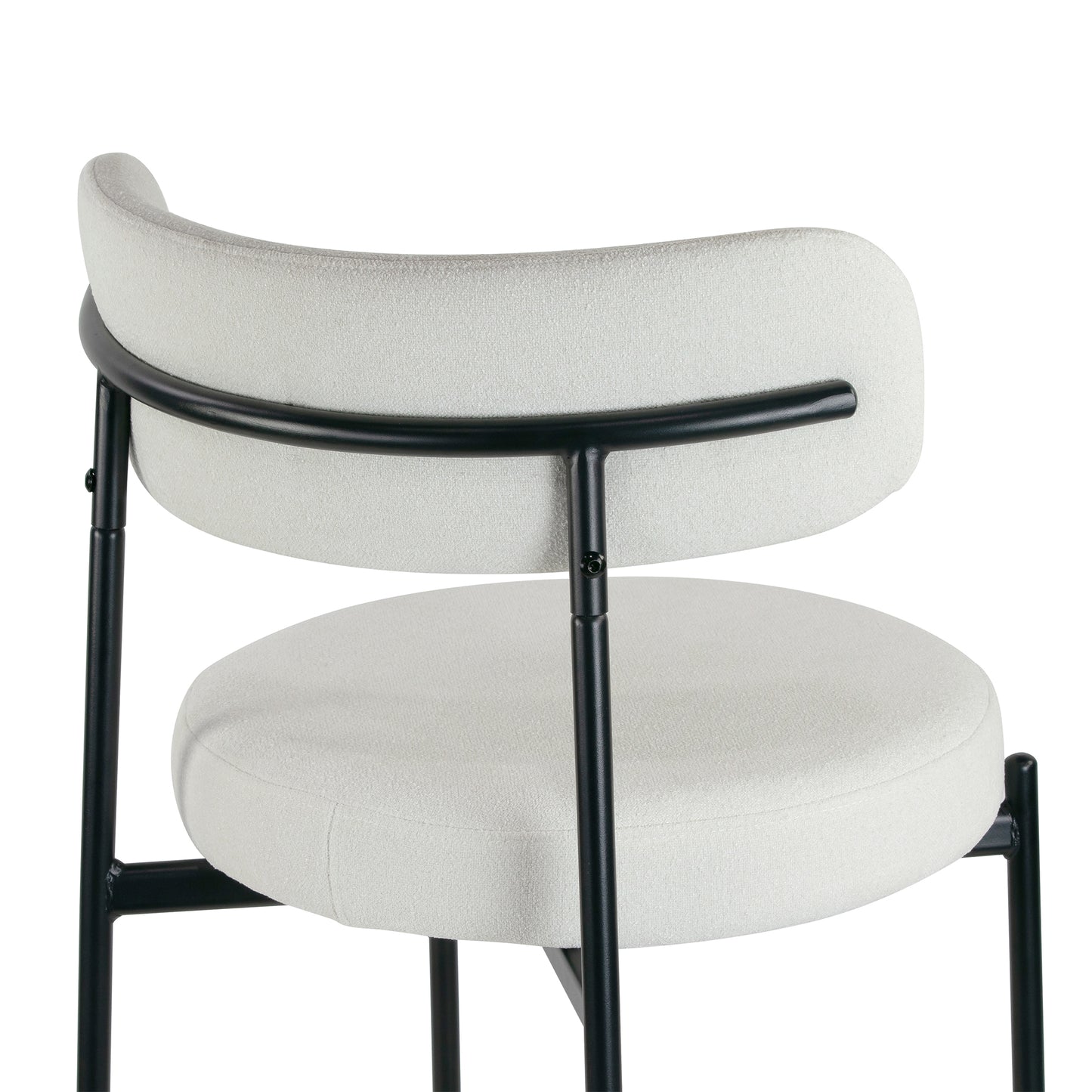Set of 2 Awen White Boucle Counter Stool with Black Legs