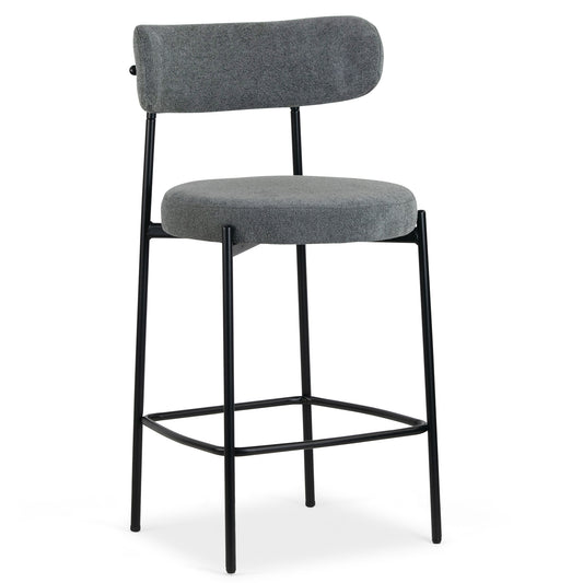 Set of 2 Awen Gray Boucle Counter Stool with Black Legs
