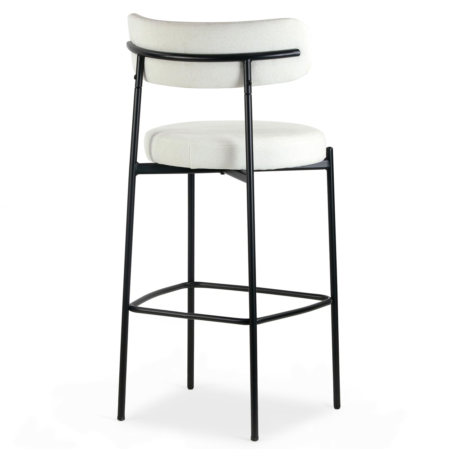 Set of 2 Awen White Boucle Bar Stool with Black Legs