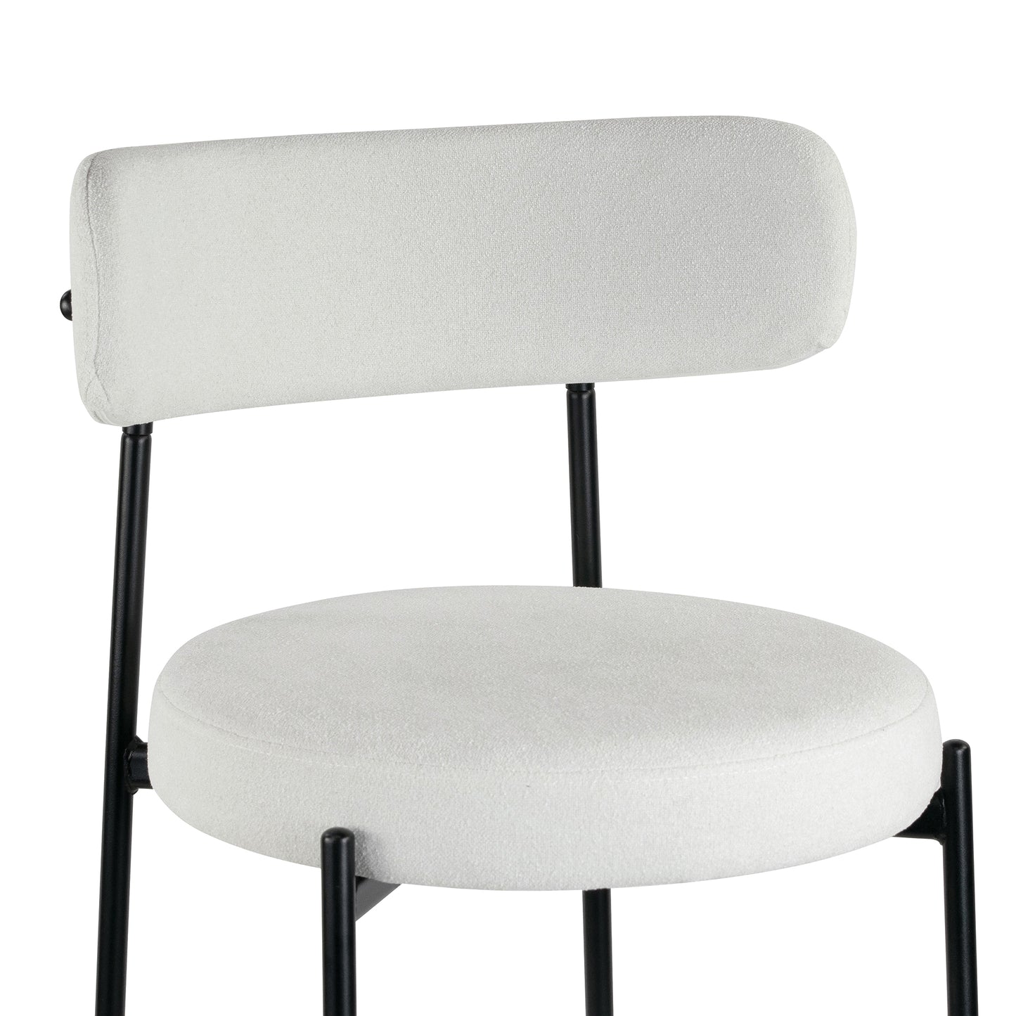 Set of 2 Awen White Boucle Bar Stool with Black Legs