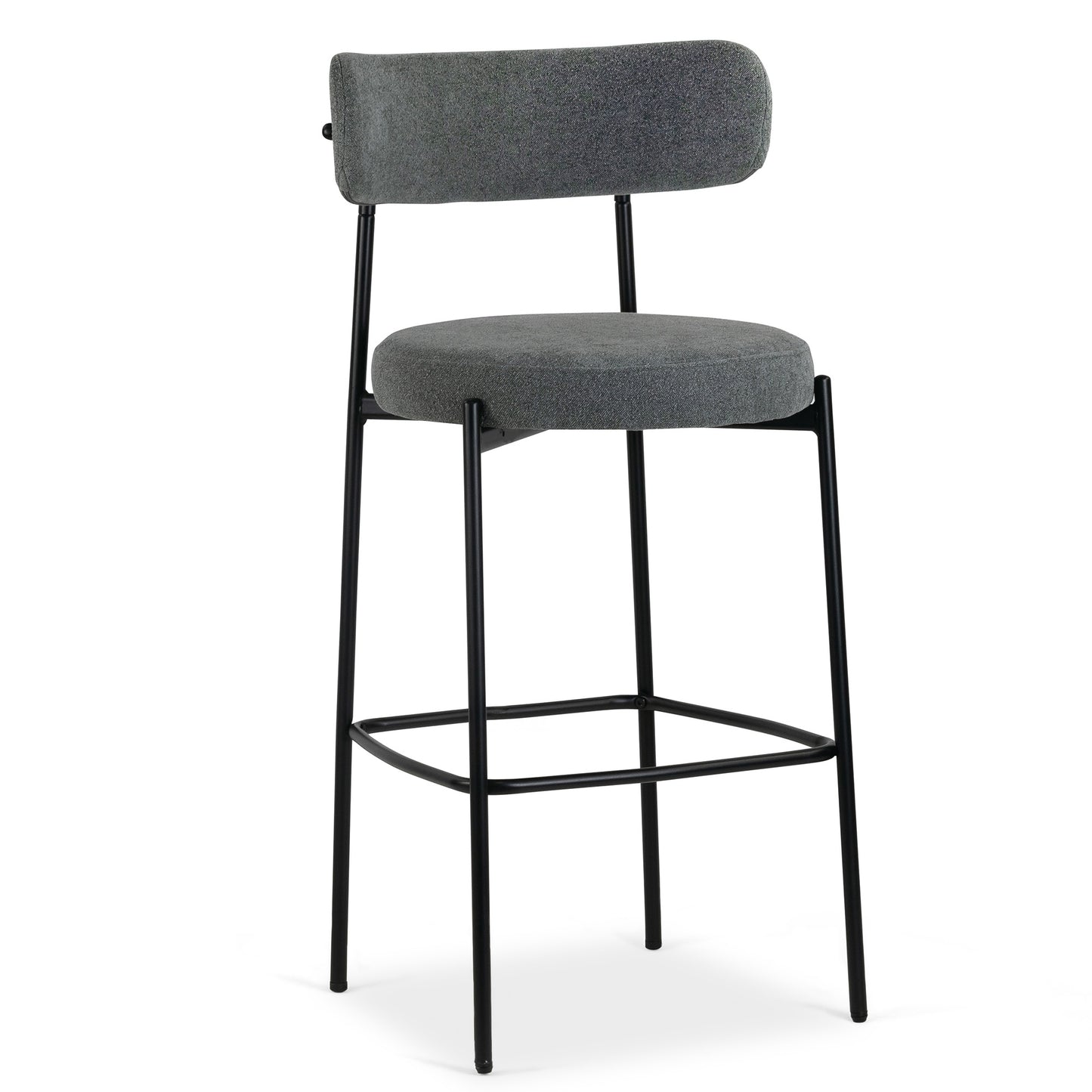 Set of 2 Awen Gray Boucle Bar Stool with Black Legs