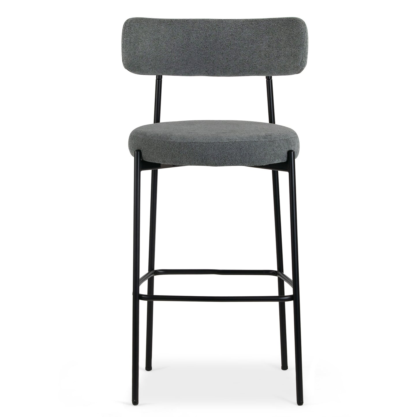 Set of 2 Awen Gray Boucle Bar Stool with Black Legs