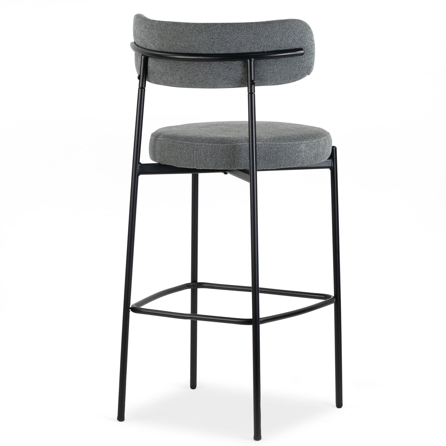 Set of 2 Awen Gray Boucle Bar Stool with Black Legs