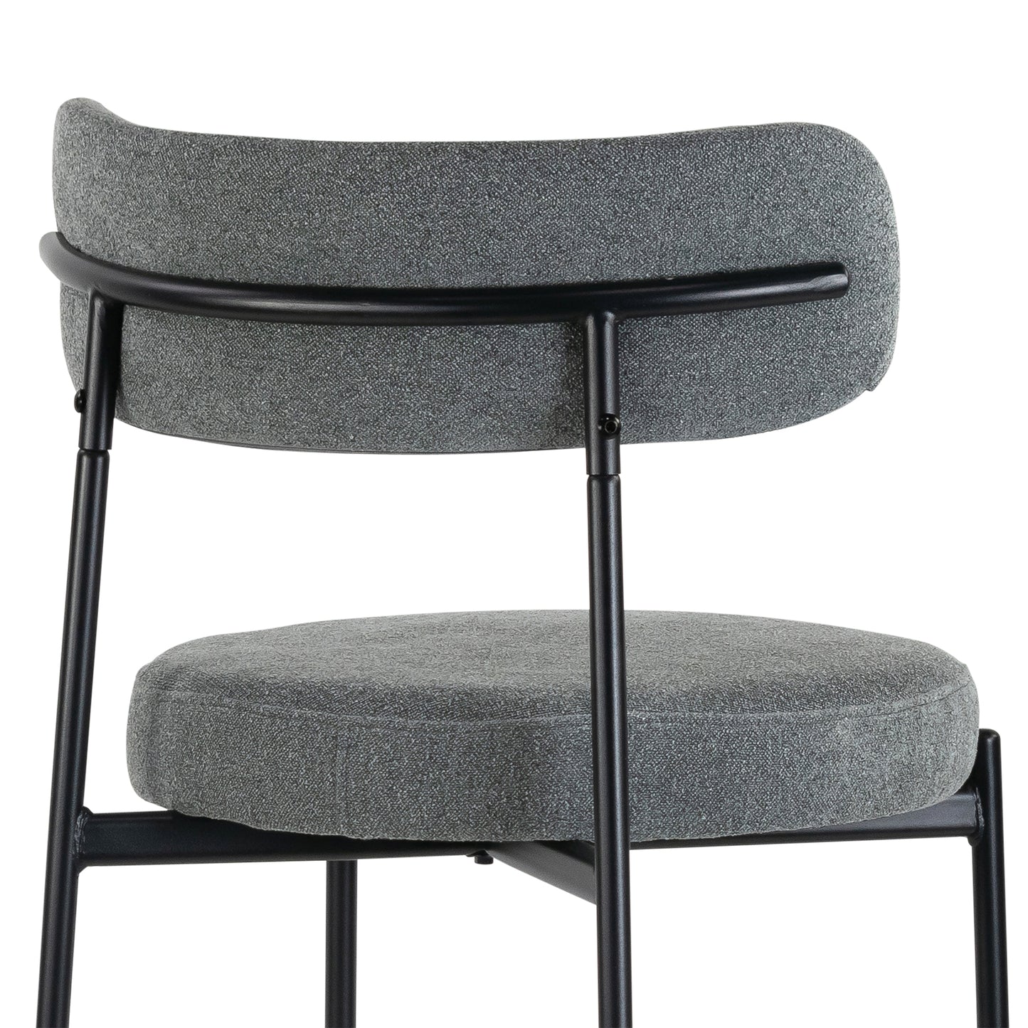 Set of 2 Awen Gray Boucle Bar Stool with Black Legs