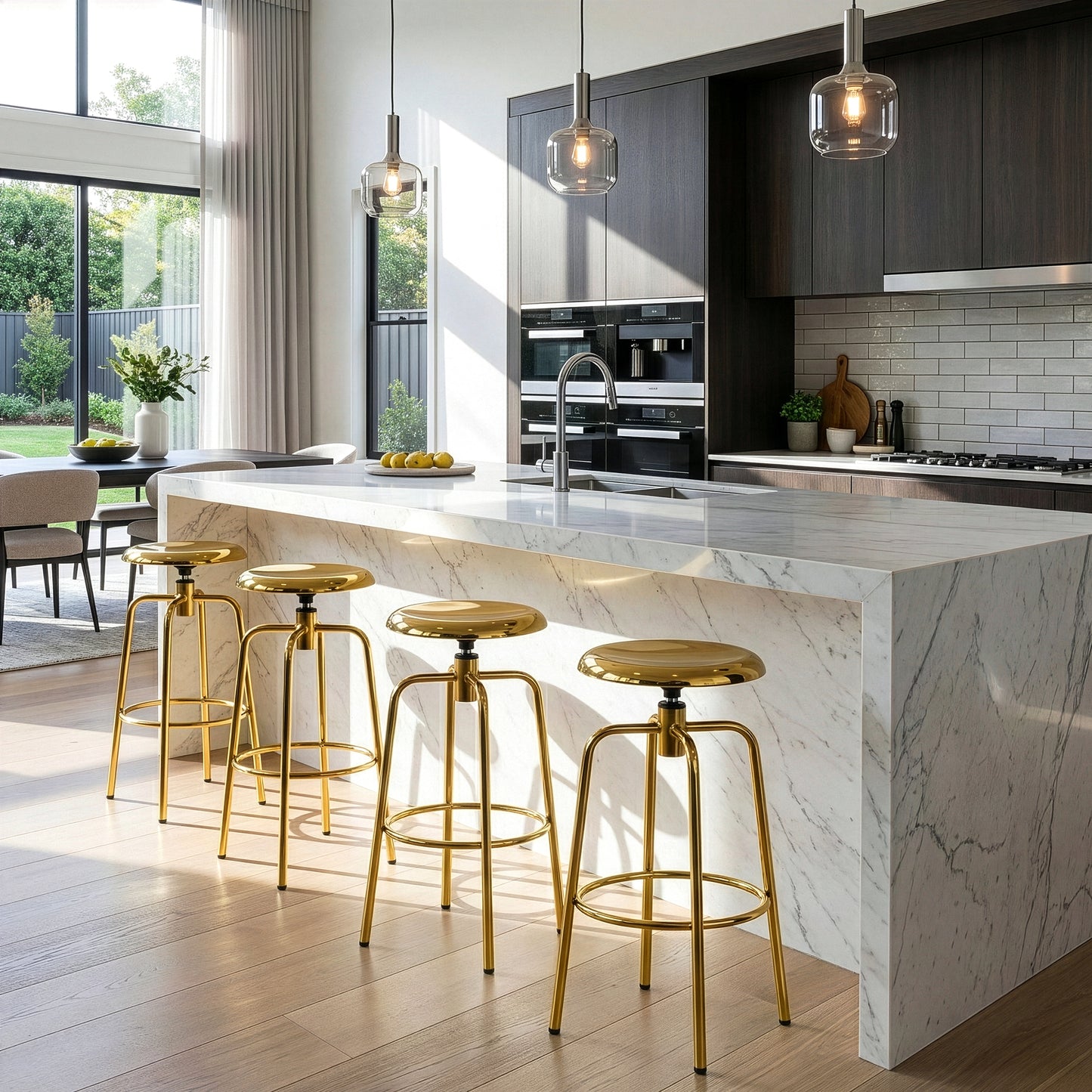 Set of 2 Ayala Gold Chrome Counter Stool