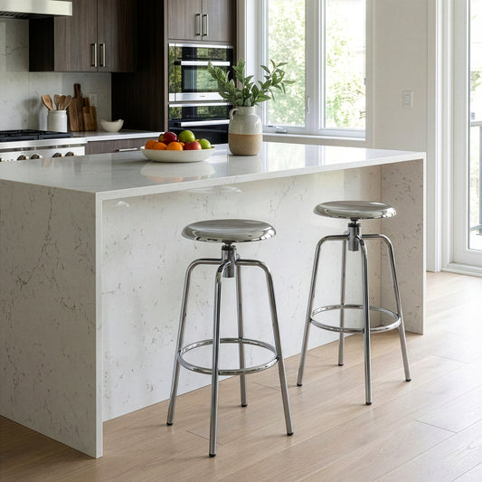 Set of 2 Ayala Silver Chrome Counter Stool