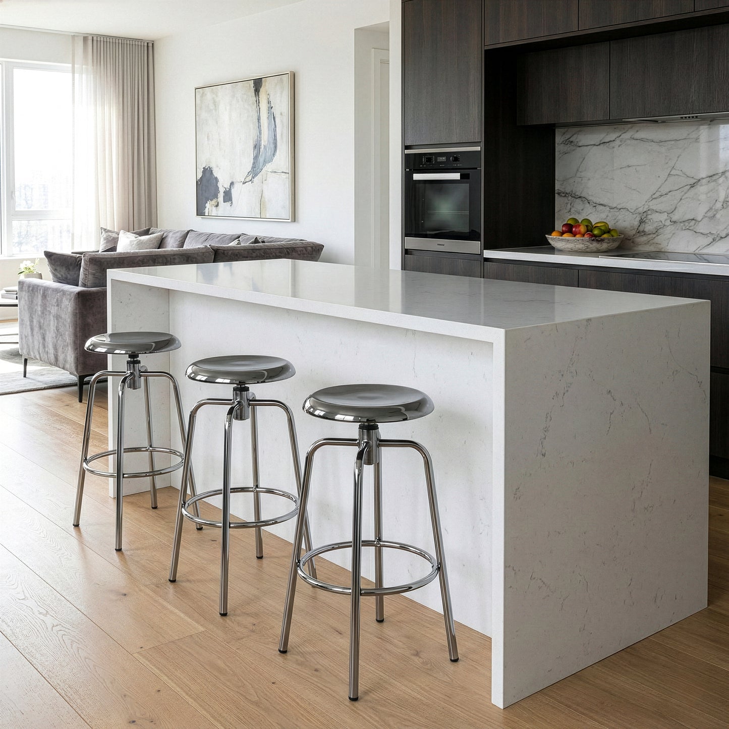 Set of 2 Ayala Silver Chrome Counter Stool