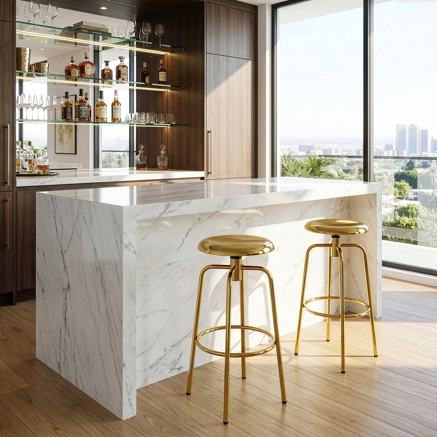 Set of 2 Ayala Gold Chrome Bar Stool