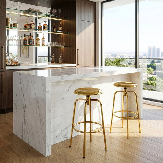 Set of 2 Ayala Gold Chrome Bar Stool