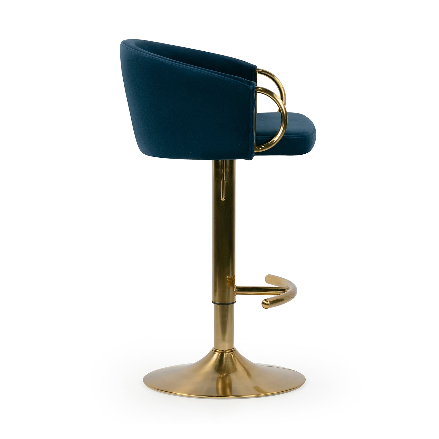 Balder Blue Velvet Fabric Bar Stool with Gold Accent Leg