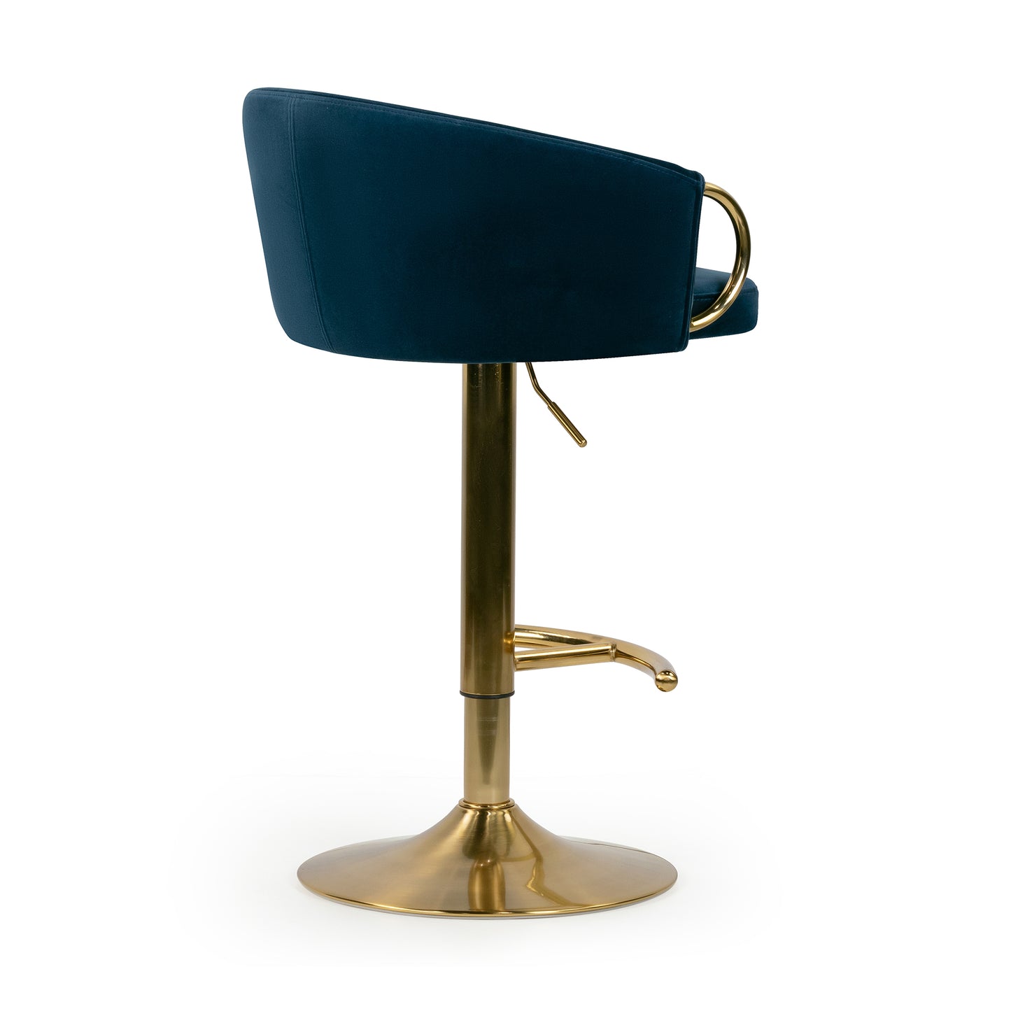 Balder Blue Velvet Fabric Bar Stool with Gold Accent Leg