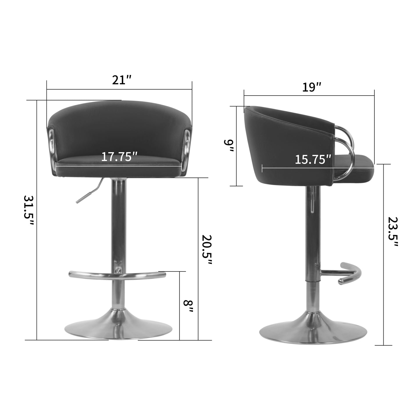 Balder Blue Velvet Fabric Bar Stool with Gold Accent Leg