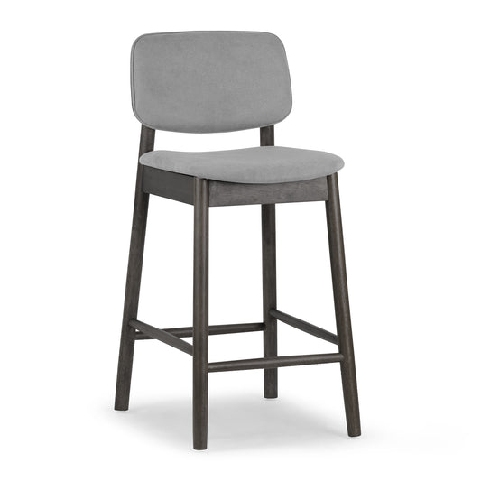 Set of 2 Azura Gray Fabric Counter Stool with Black Wood Legs