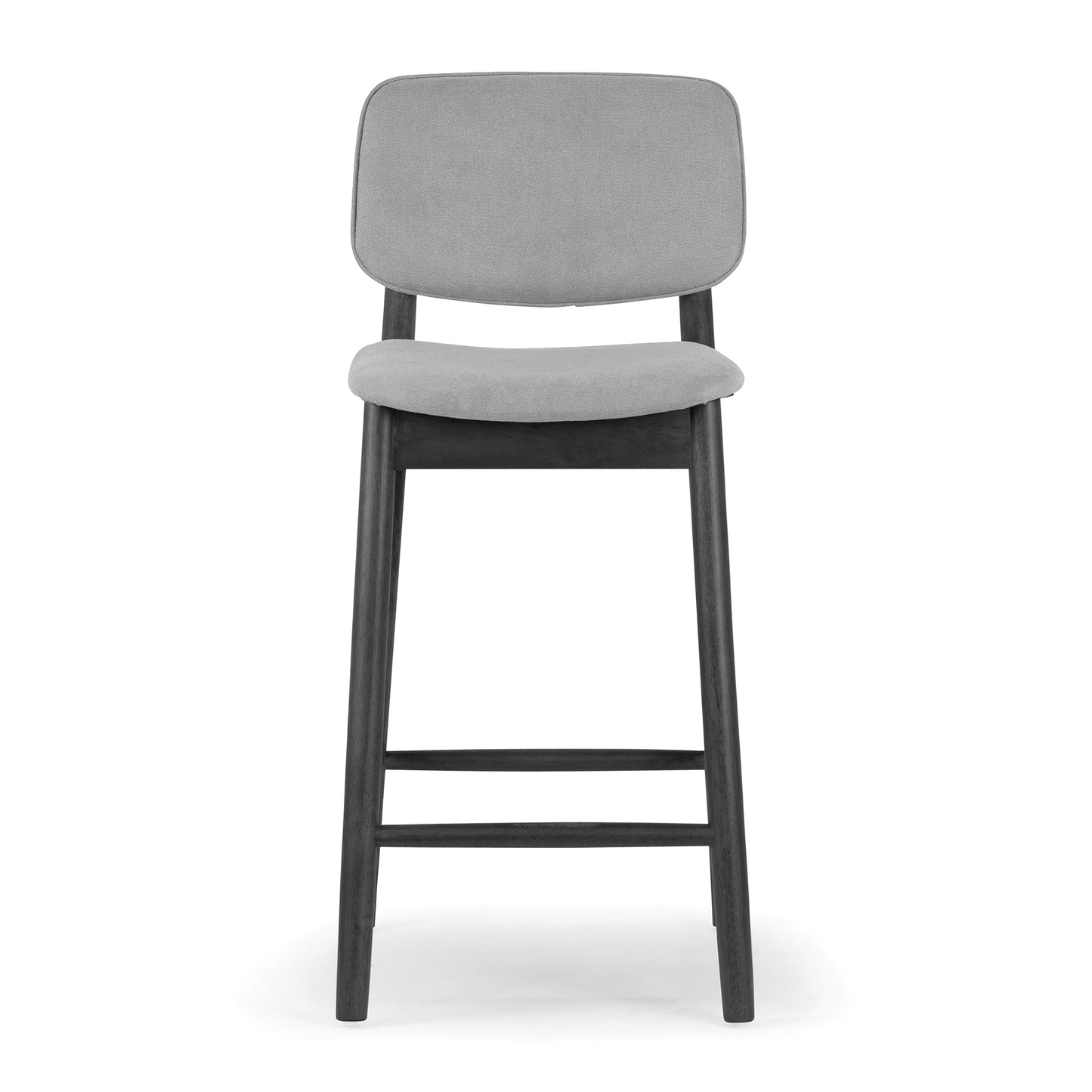 Set of 2 Azura Gray Fabric Counter Stool with Black Wood Legs