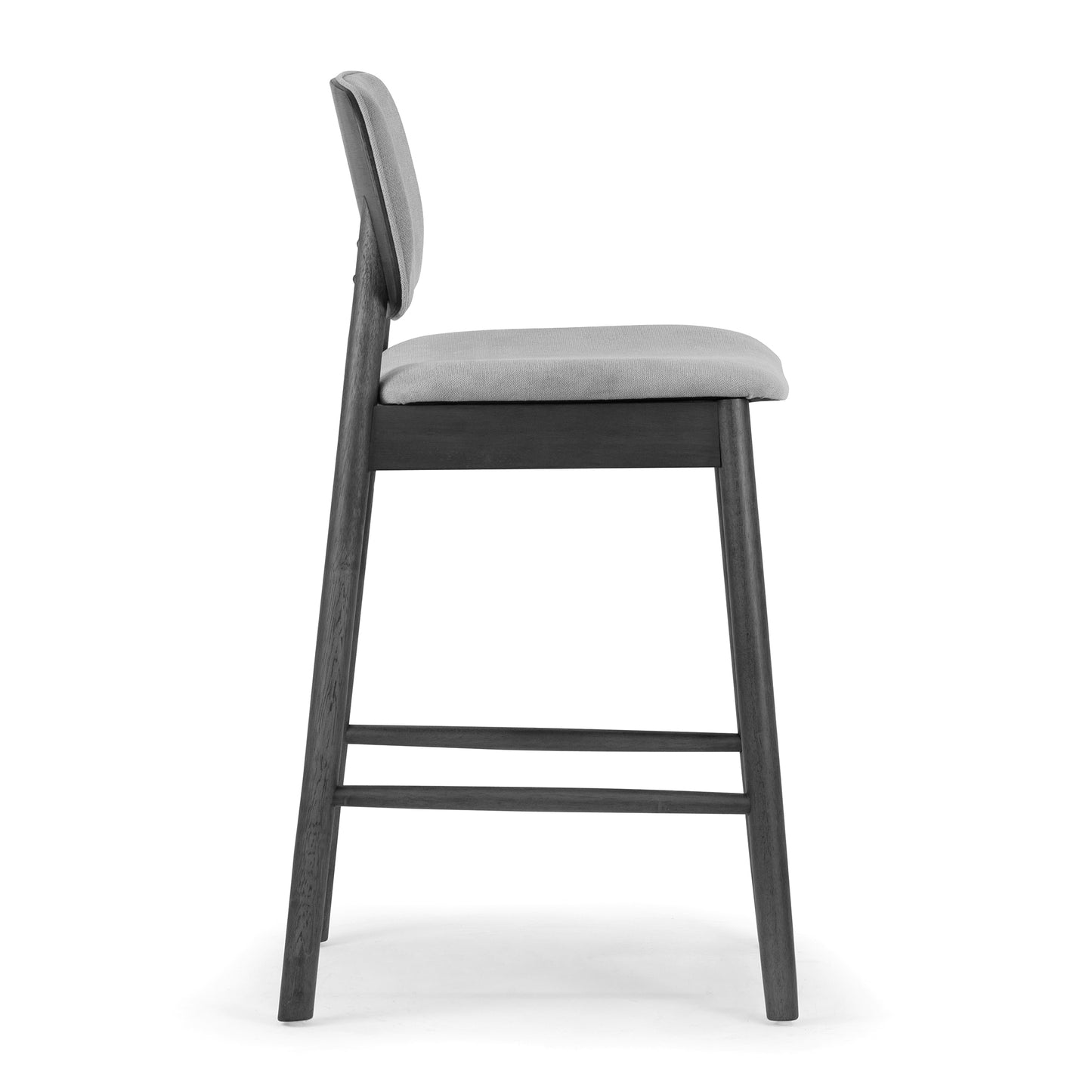 Set of 2 Azura Gray Fabric Counter Stool with Black Wood Legs