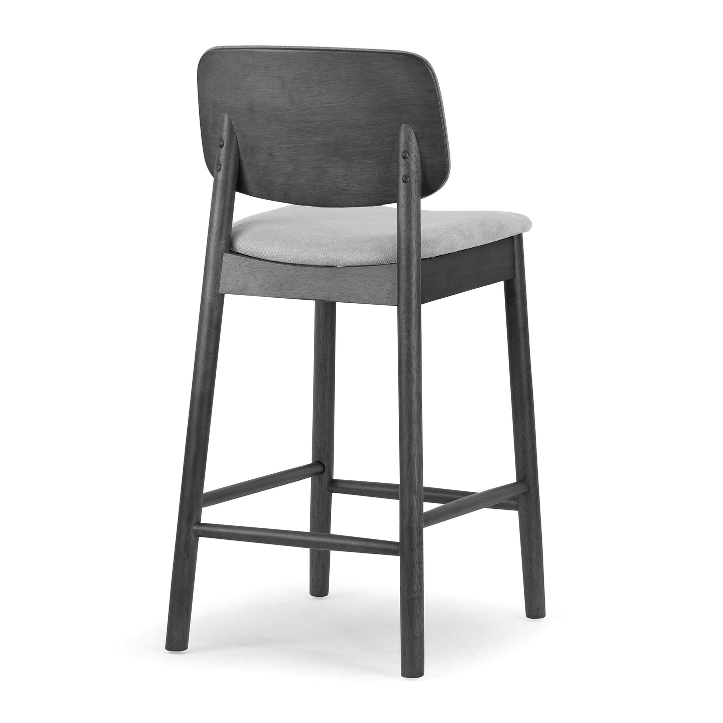 Set of 2 Azura Gray Fabric Counter Stool with Black Wood Legs