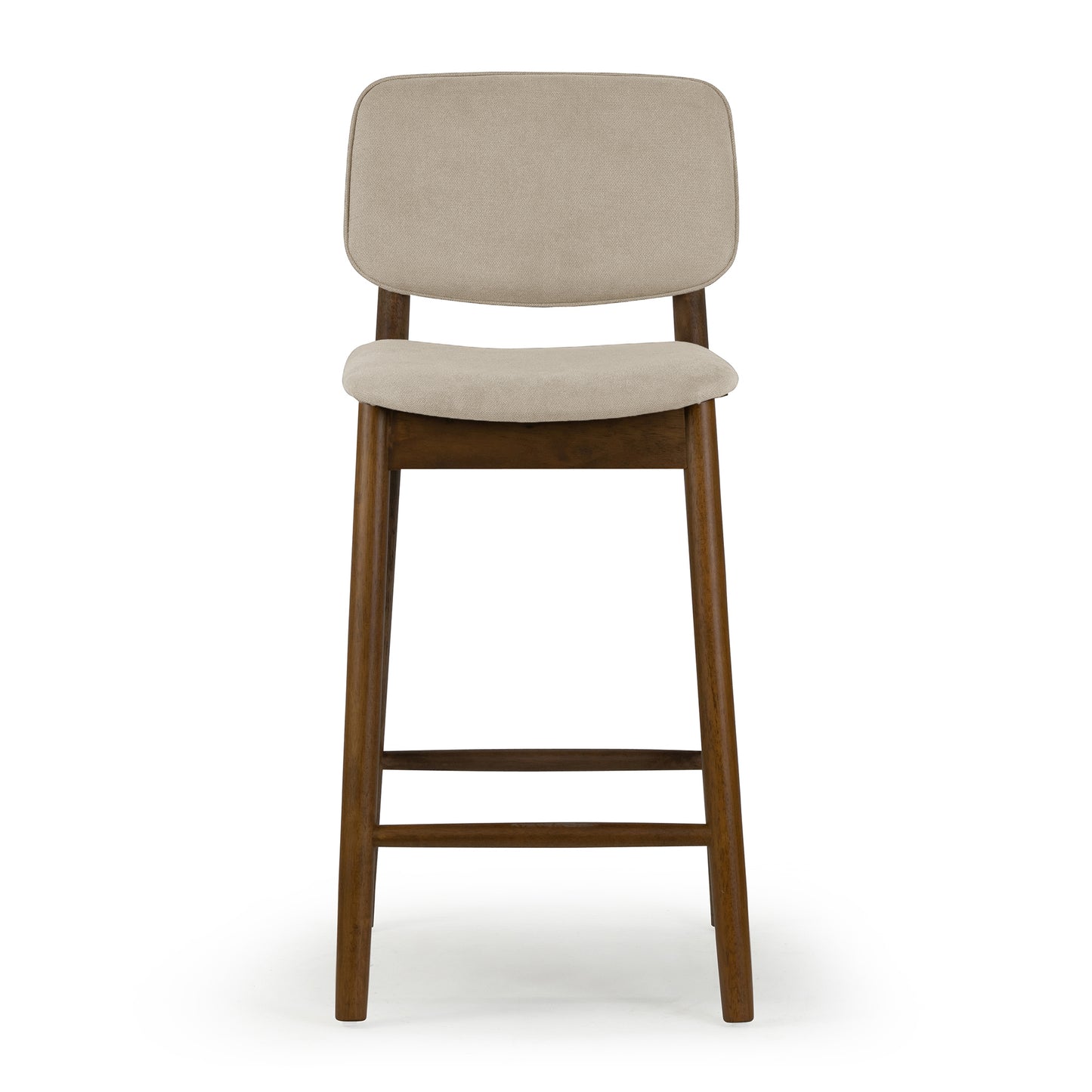 Set of 2 Azura Beige Fabric Counter Stool with Walnut Wood Legs