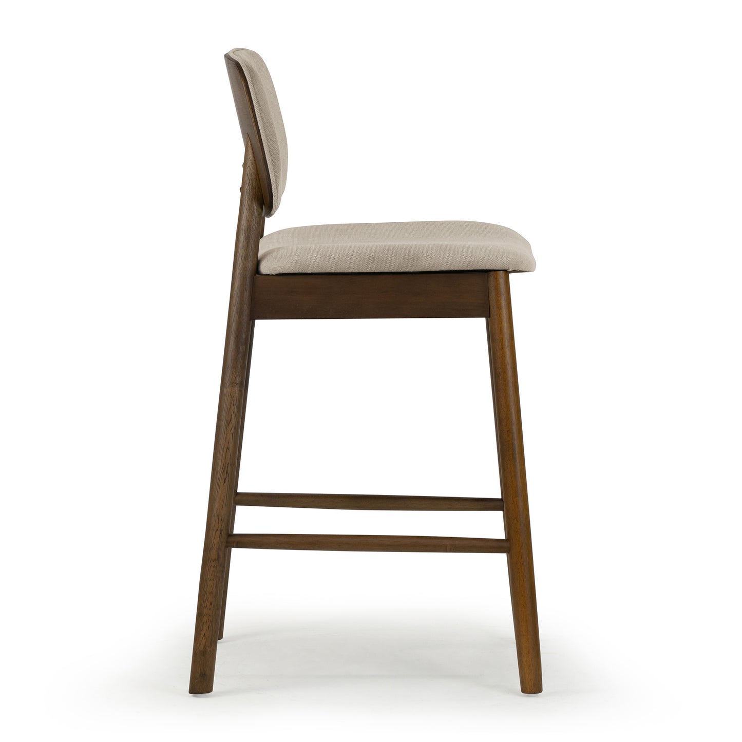 Set of 2 Azura Beige Fabric Counter Stool with Walnut Wood Legs